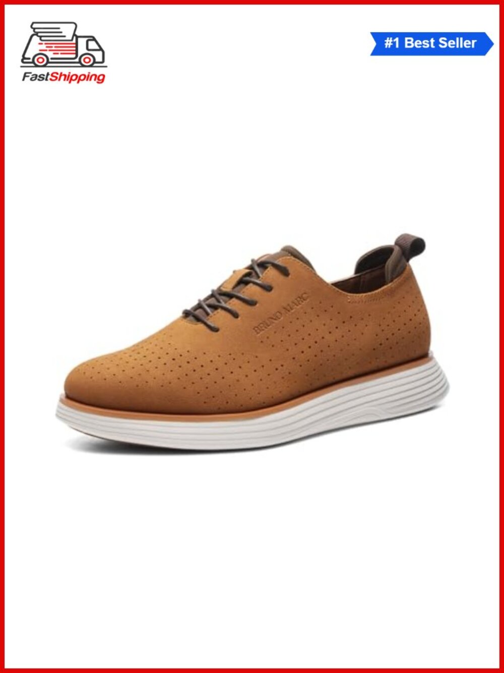 Men's Perforated PU Faux Leather Dress Oxford Sneakers